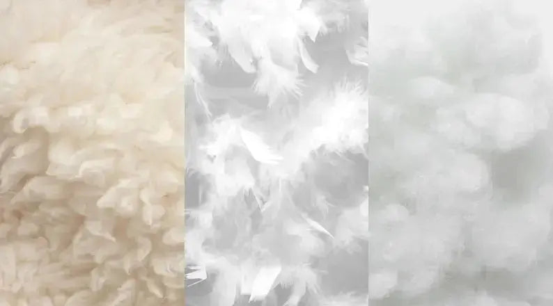 wool, down and synthetic fibers for duvet comparison